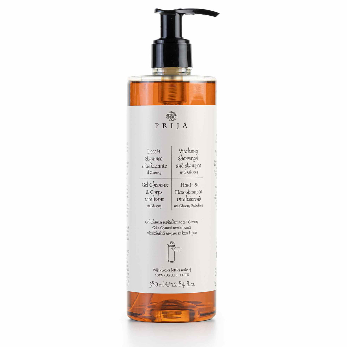 Duschgel und Shampoo mit Ginseng-Extrakten - Pumpspender 380 ML - Linie Prija