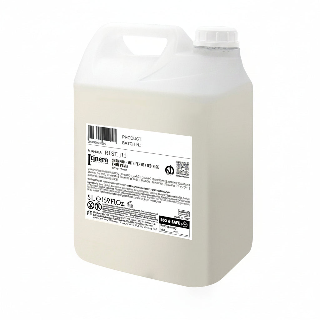 Shampoo, silky touch mit fermentiertem reis aus pavia, kanister 5 L ECO&SAFE, Itinera